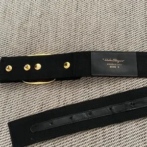 Authentic Salvatore Ferragamo Vera black and gold canvas belt Authentic Ferragamo Vara bow belt.Salvatore... | Depop main image 3